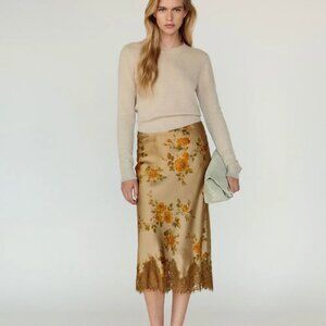 Reformation Carolina Silk Skirt Brown - Size XS